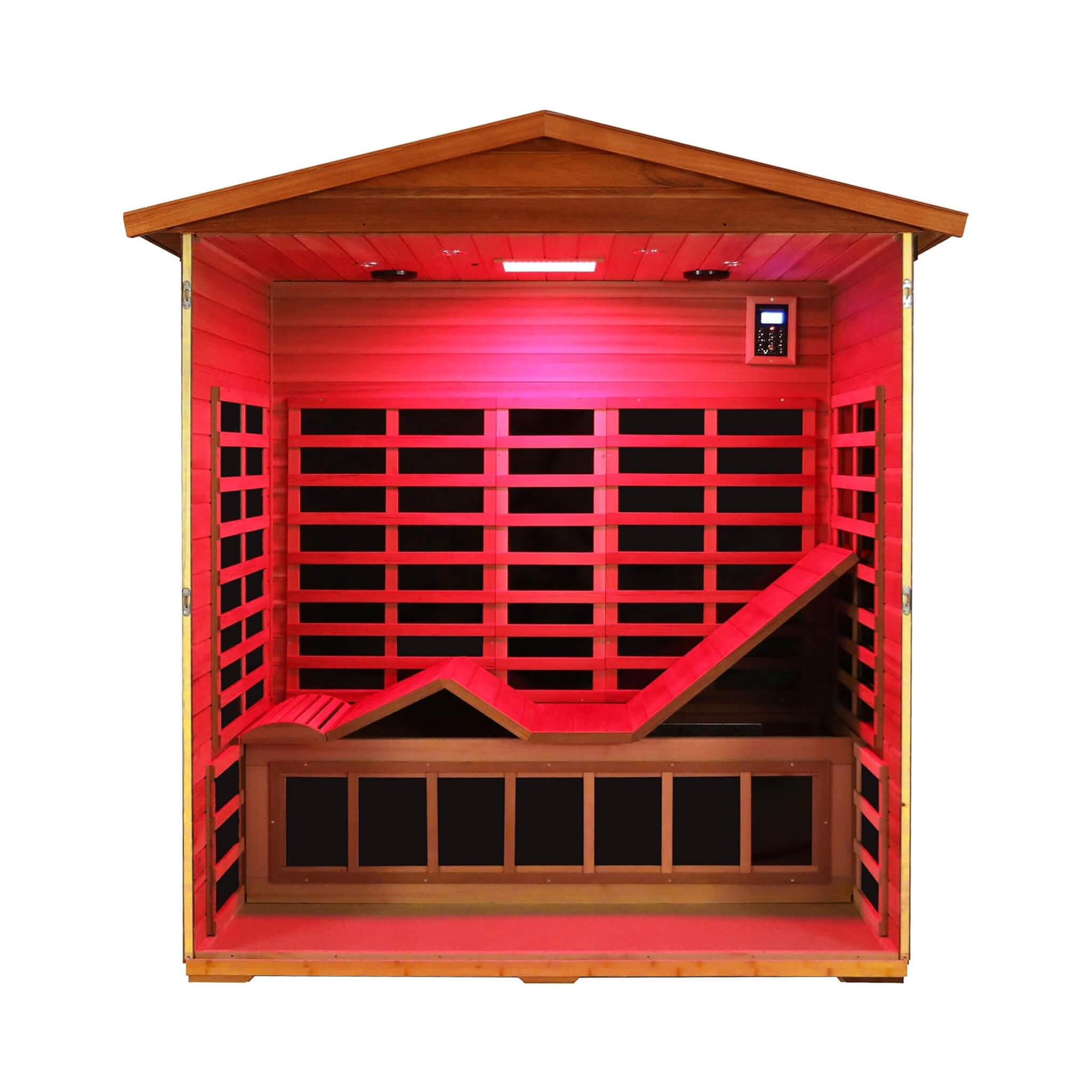 Thermora Luxury 3-Person Outdoor Mahogany Full Spectrum Ultra-Low EMF FAR Infrared Sauna With Chromotherapy And Bluetooth Speakers (SAK83460)