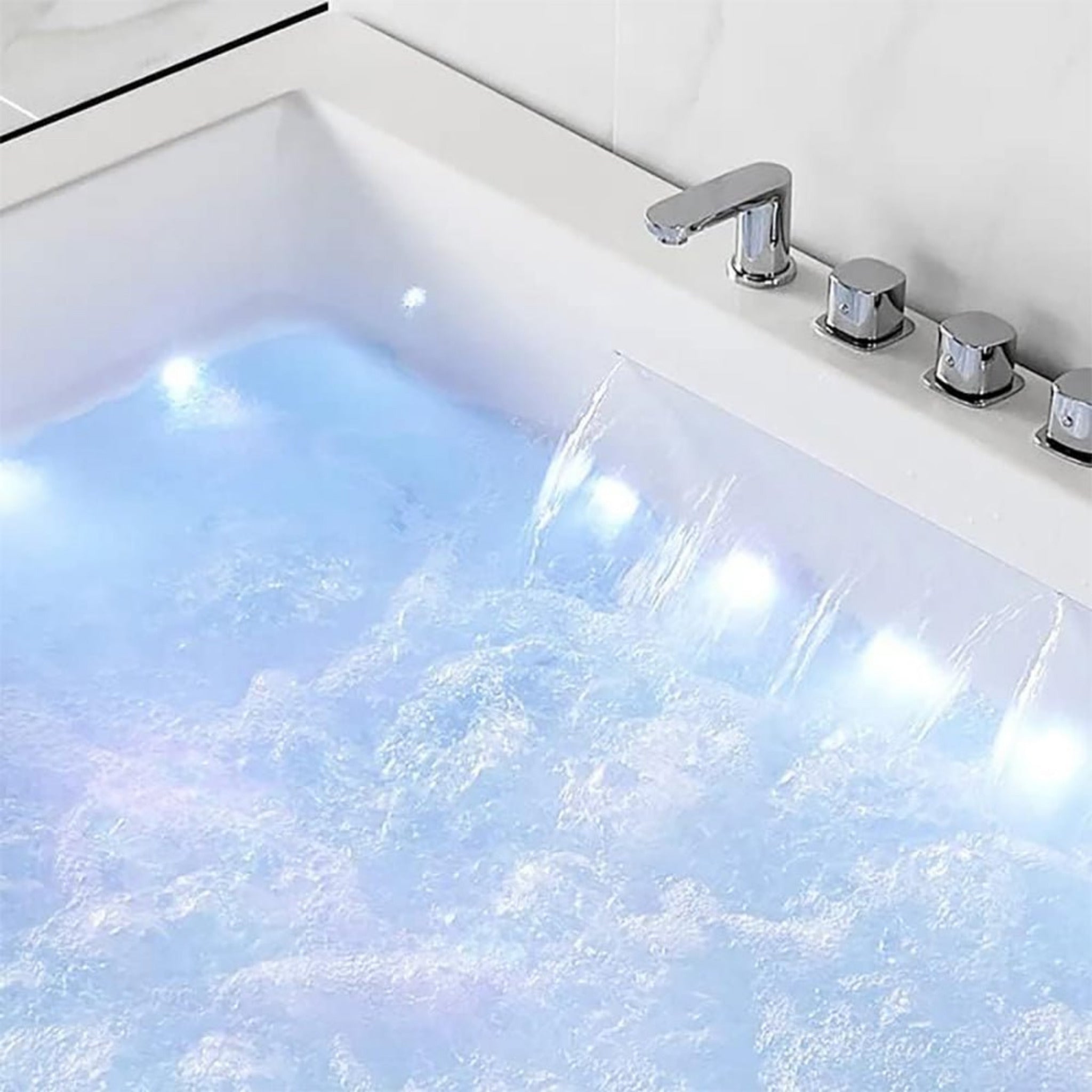 Alora Premium 71-Inch Modern Acrylic Soaking Bathtub With Bubble Jets And LED Lighting (SAK26415)