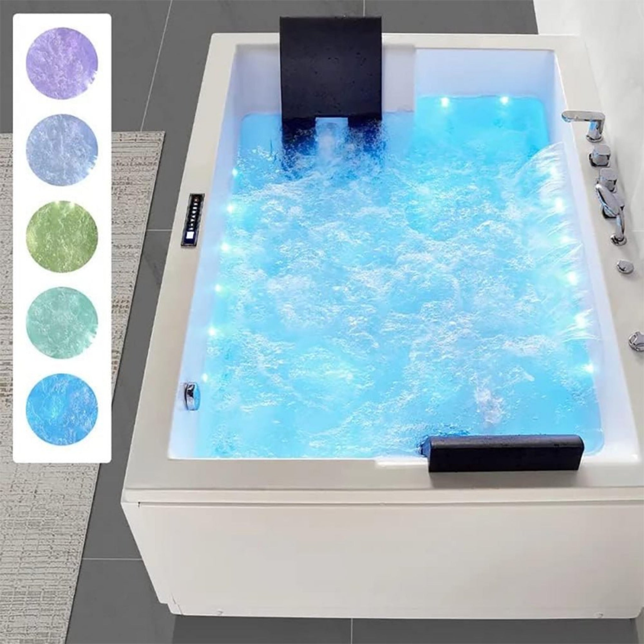 Alora Premium 71-Inch Modern Acrylic Soaking Bathtub With Bubble Jets And LED Lighting (SAK26415)