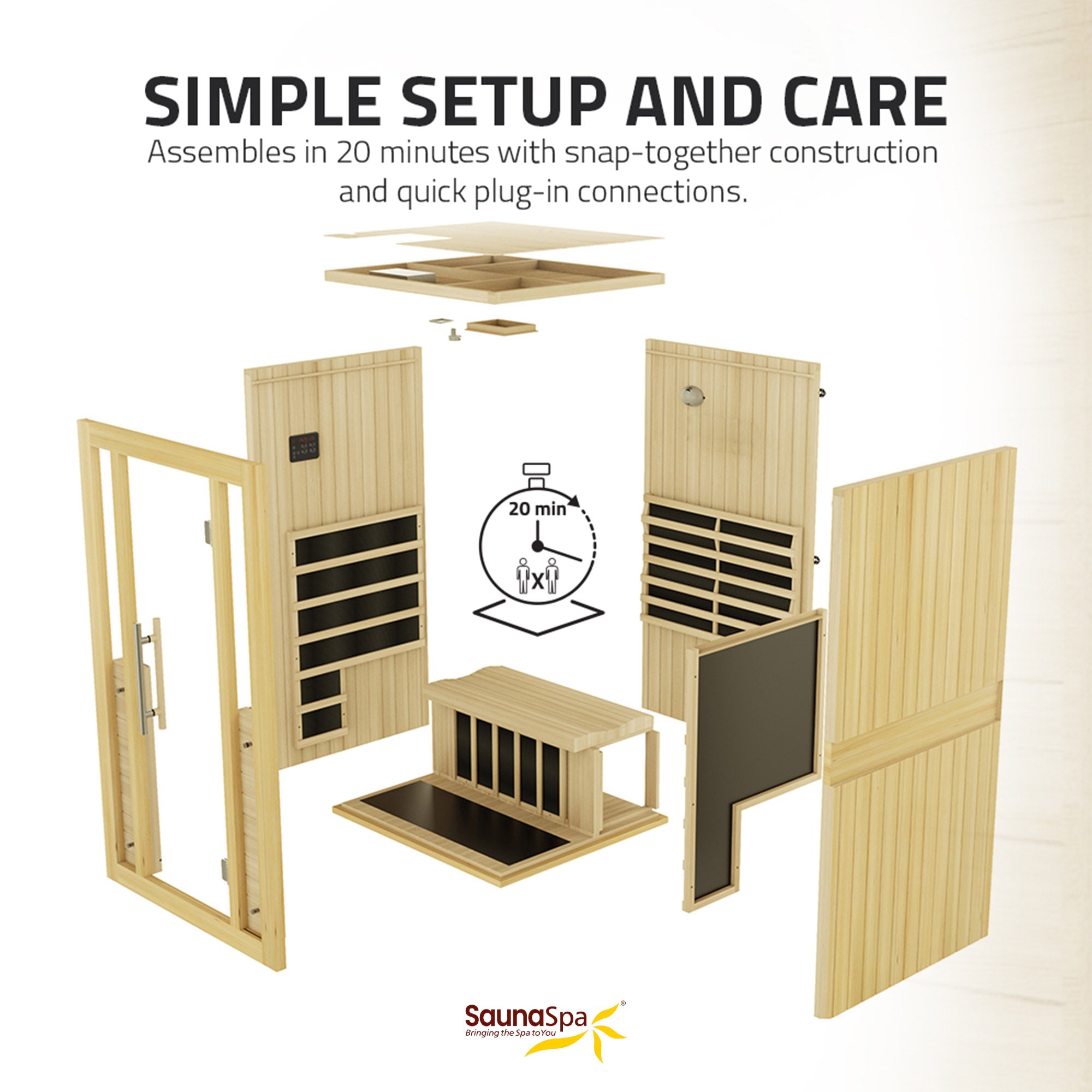 Fiji 2-Person Indoor FAR Infrared Sauna – Hemlock Wood with Carbon Heating Panels & LED Control System