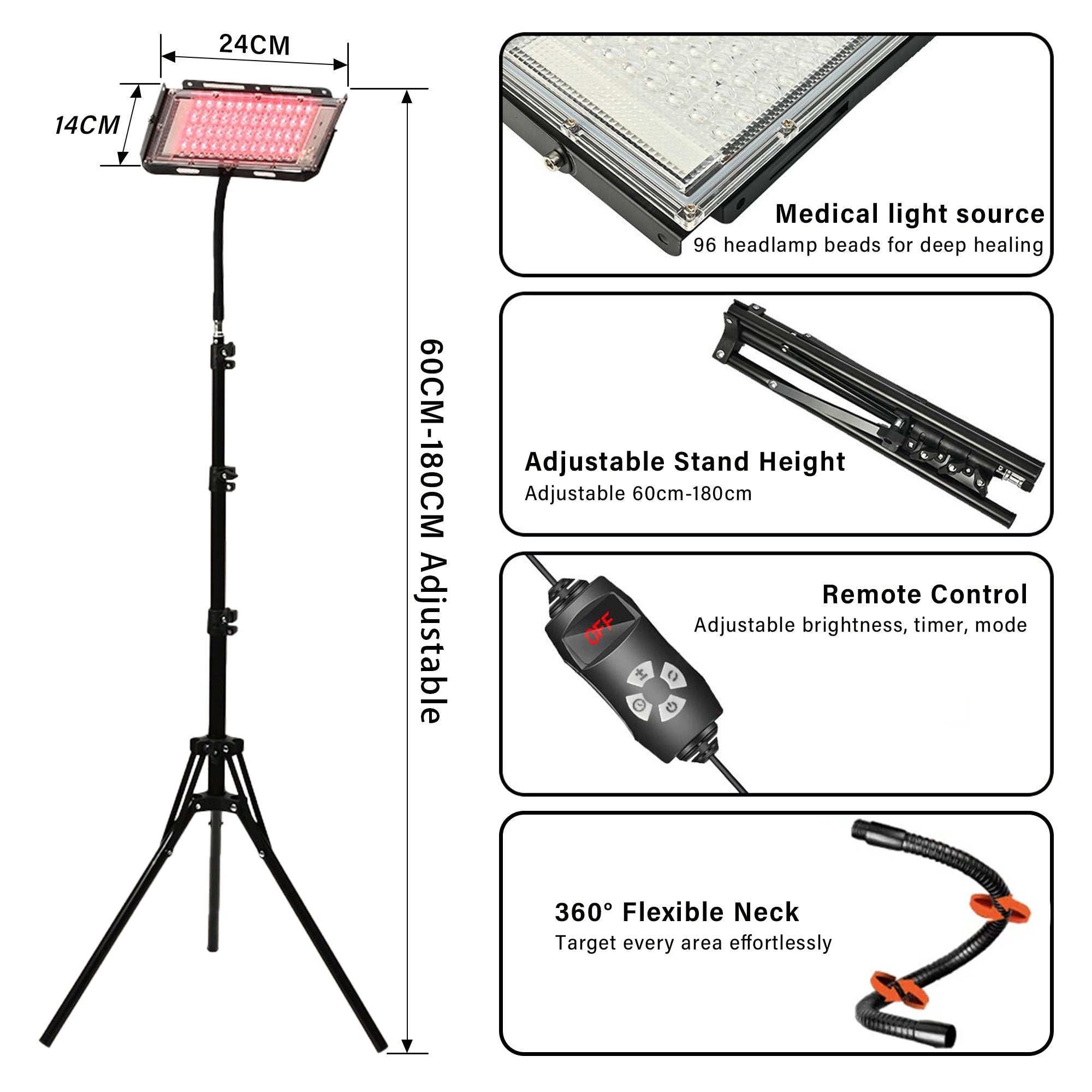 Red and Infrared Light Therapy Lamp（Panel）With Stand