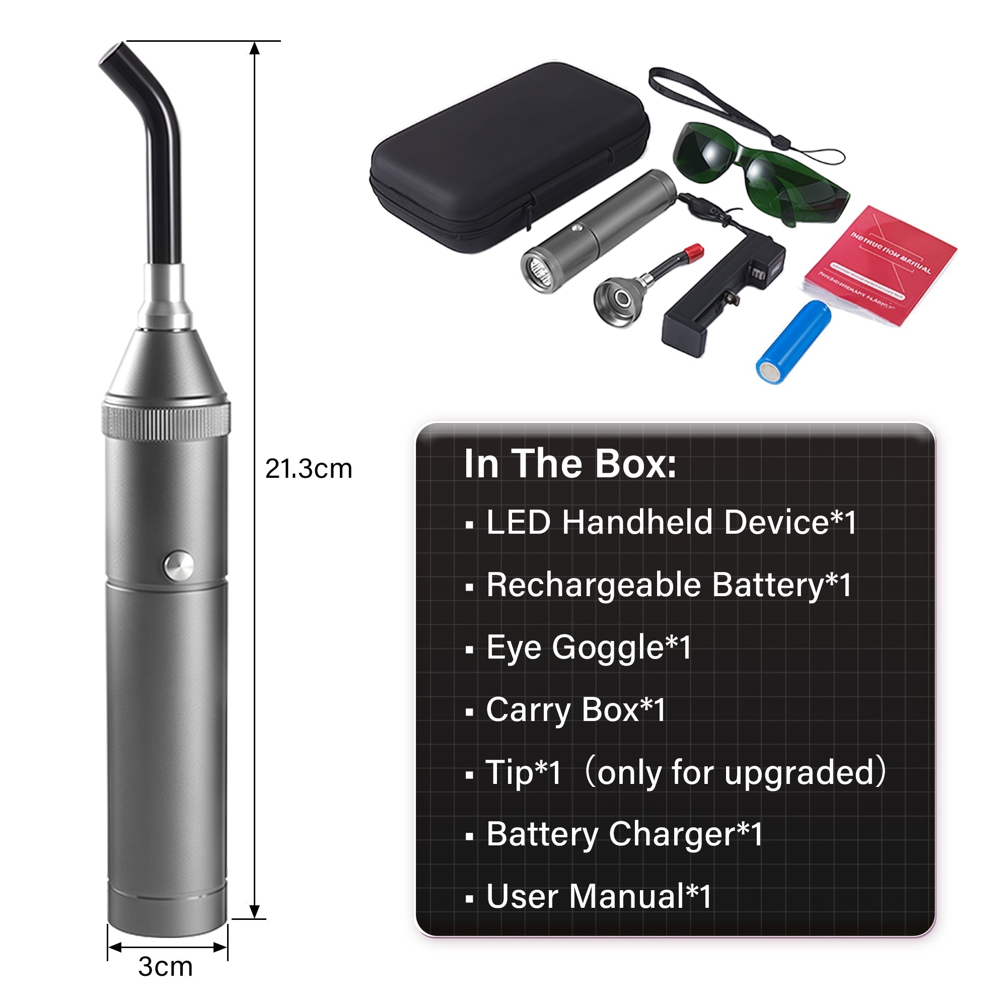 Red Light Therapy Torch with Removable Tip