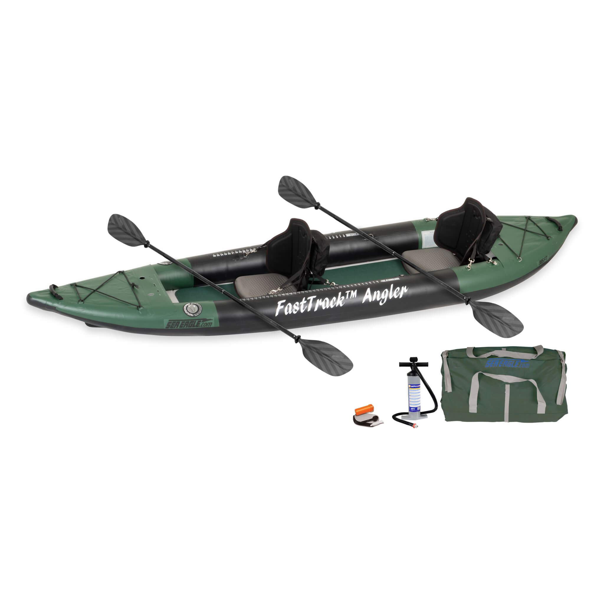 Sea Eagle 385FTA FastTrack 2- Persons Angler Inflatable Hunter Green Fishing Kayak, 12FT [385FTAK] (SAK80139)