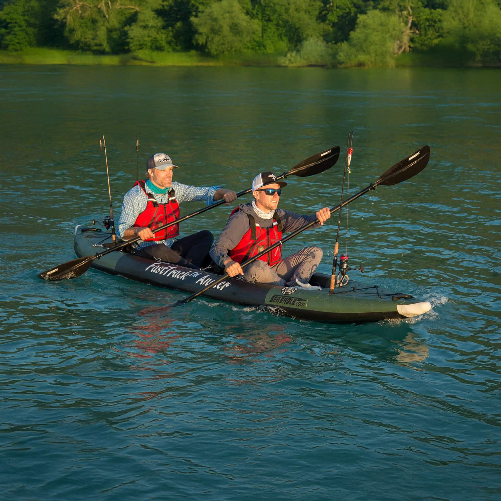 Sea Eagle 385FTA FastTrack 2- Persons Angler Inflatable Hunter Green Fishing Kayak, 12FT [385FTAK] (SAK80139)