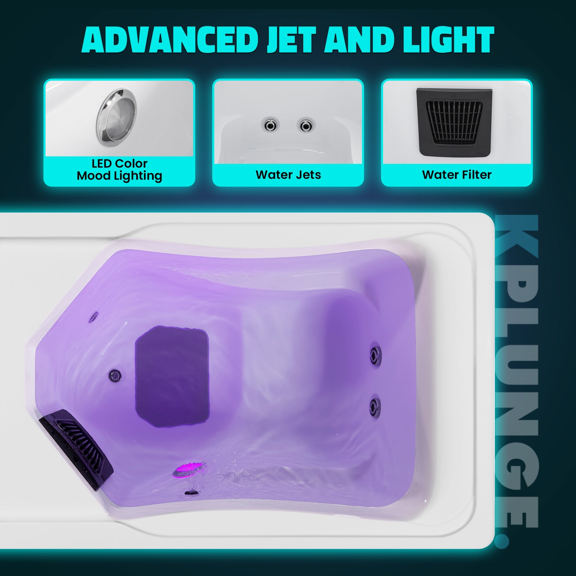 All-in-One Cold Plunge and Hot Tub with Built-in Chiller, Lights, and WiFi in Blue