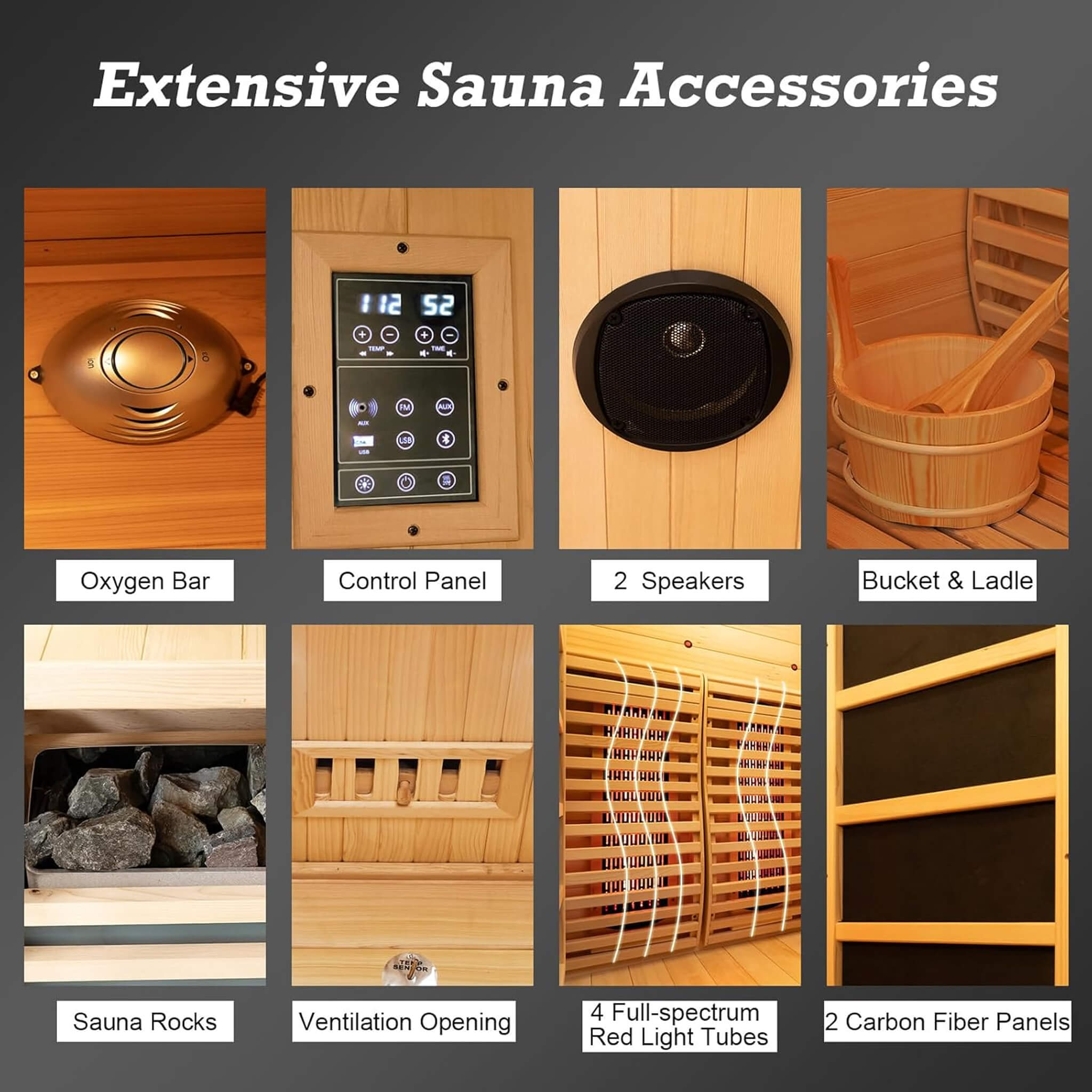 Rövia Luma 2-Person Indoor Hybrid Sauna Room With Infrared And Steam Heaters (SAK83750)