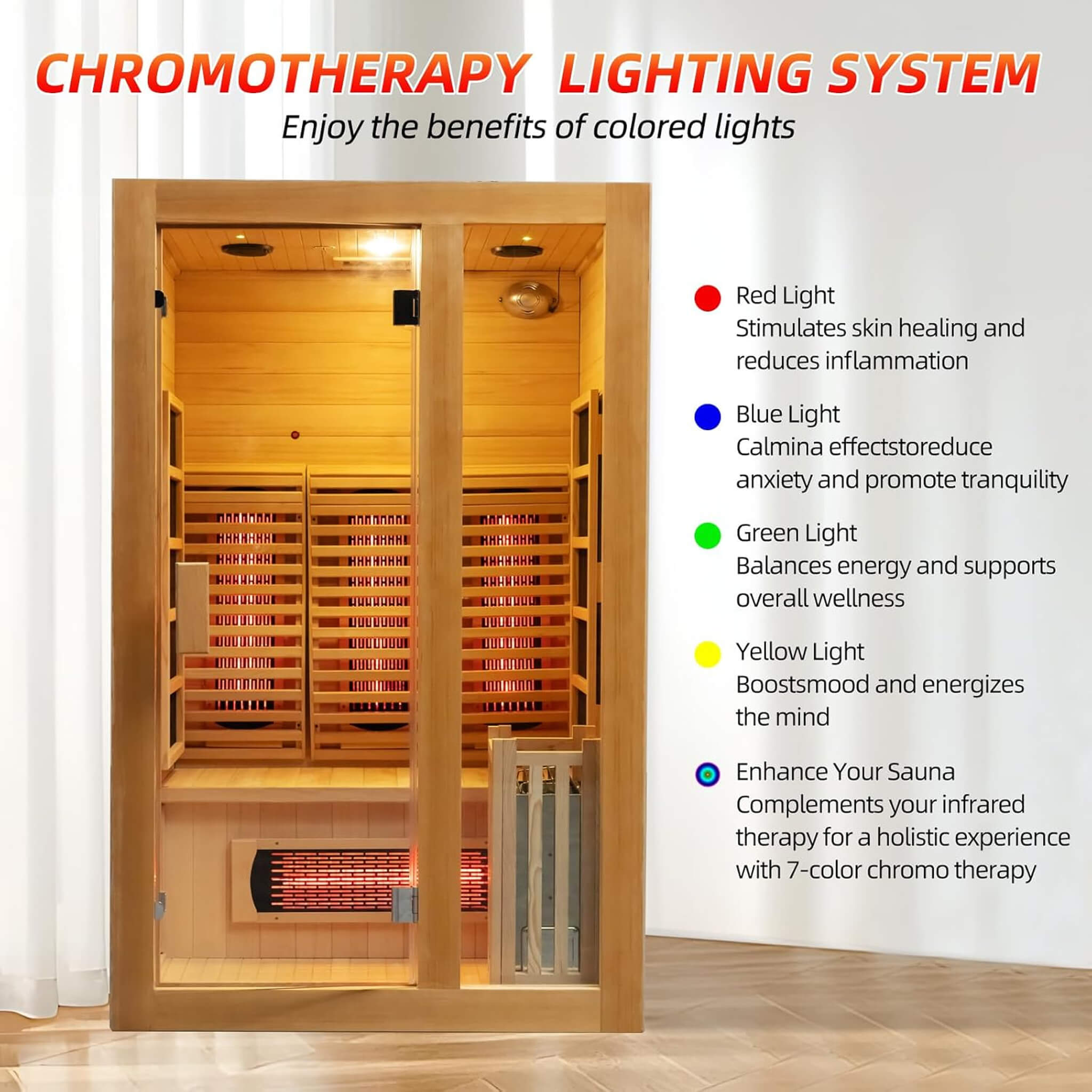 Rövia Luma 2-Person Indoor Hybrid Sauna Room With Infrared And Steam Heaters (SAK83750)