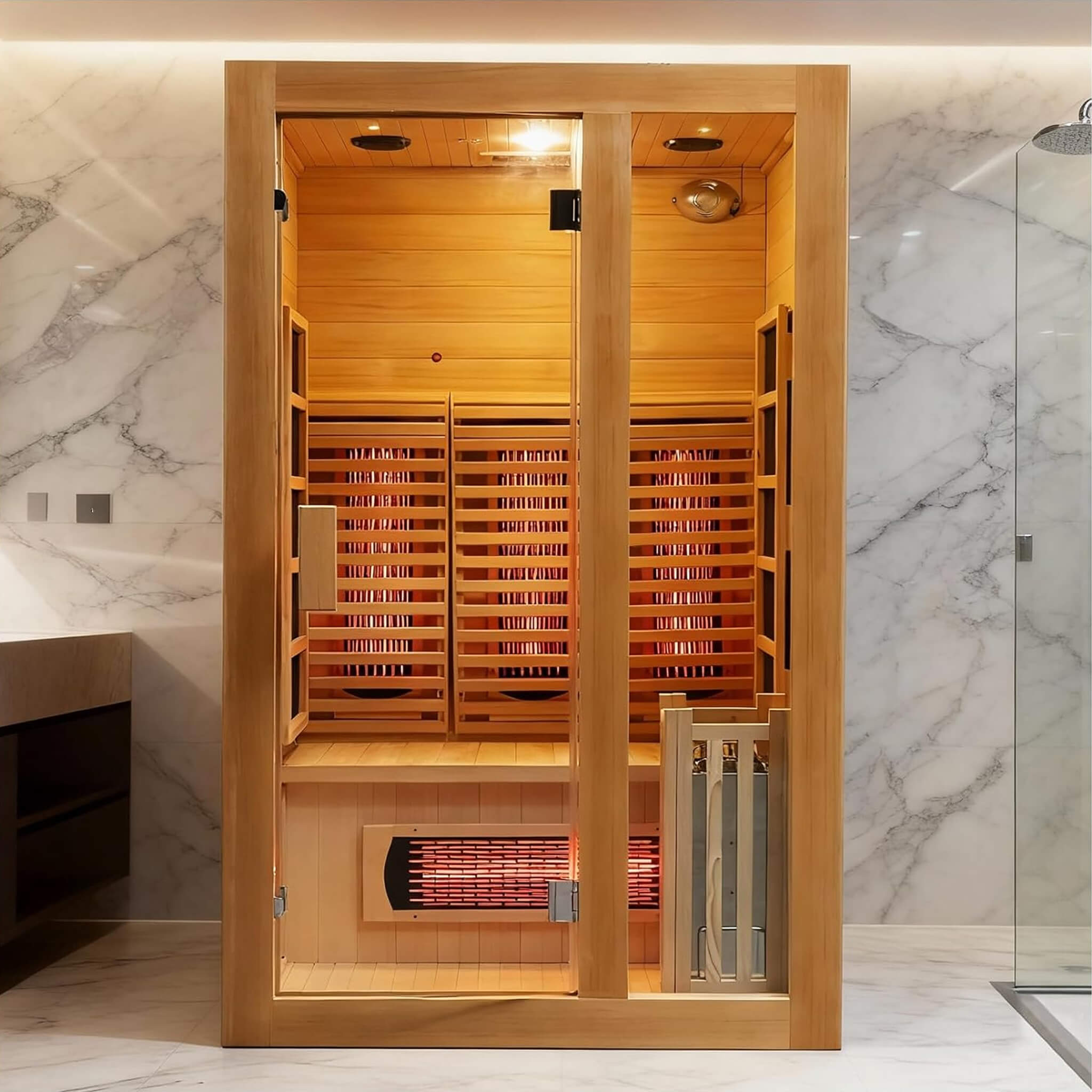 Rövia Luma 2-Person Indoor Hybrid Sauna Room With Infrared And Steam Heaters (SAK83750)