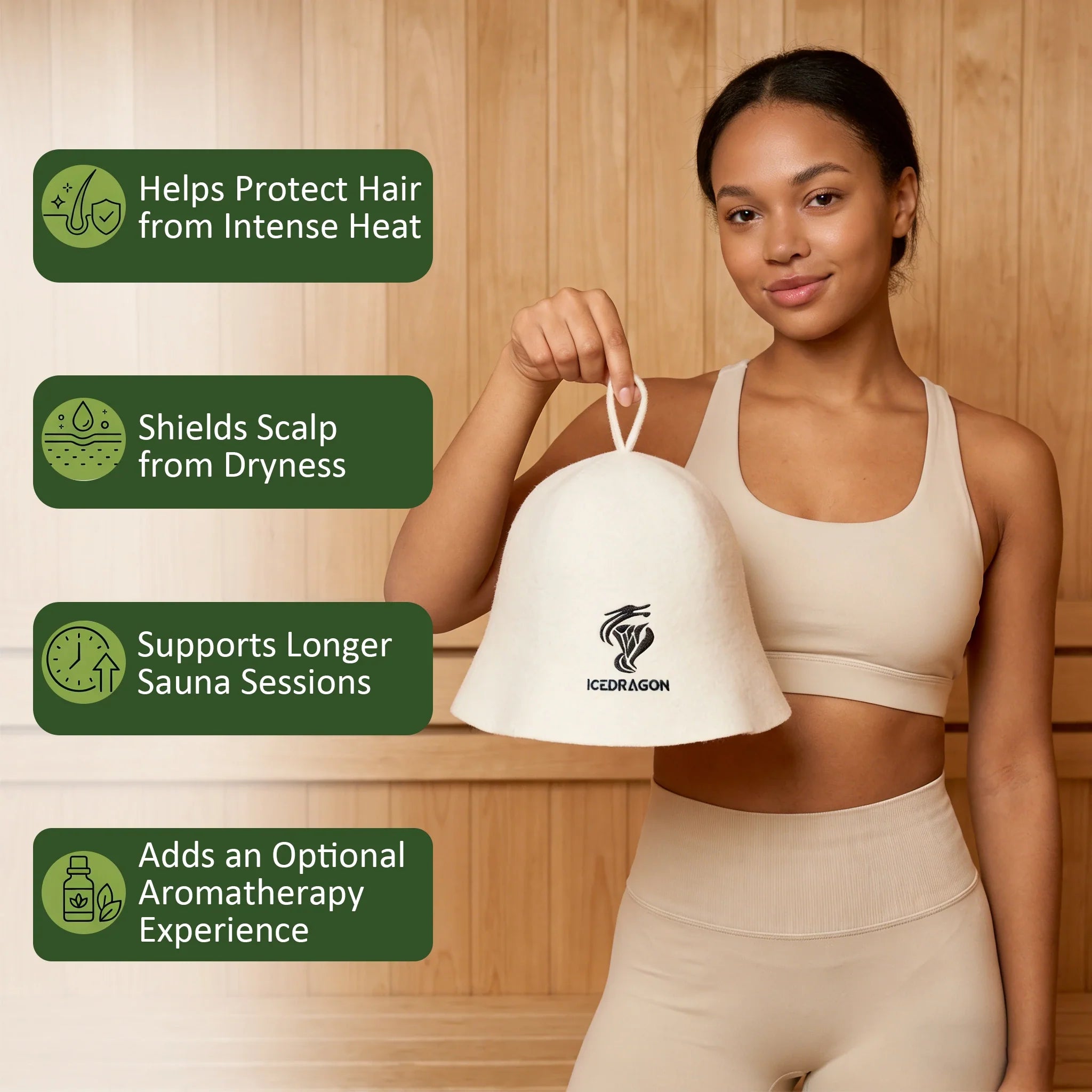 100% Wool Sauna Hat | Heat Resistant Sauna Cap for Men & Women