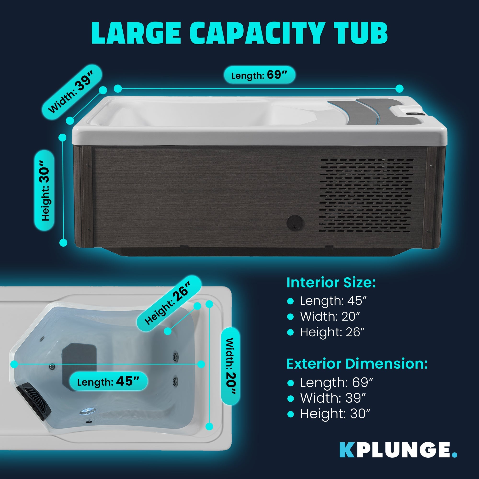 All-in-One Cold Plunge and Hot Tub with Built-in Chiller, Lights, and WiFi in Blue