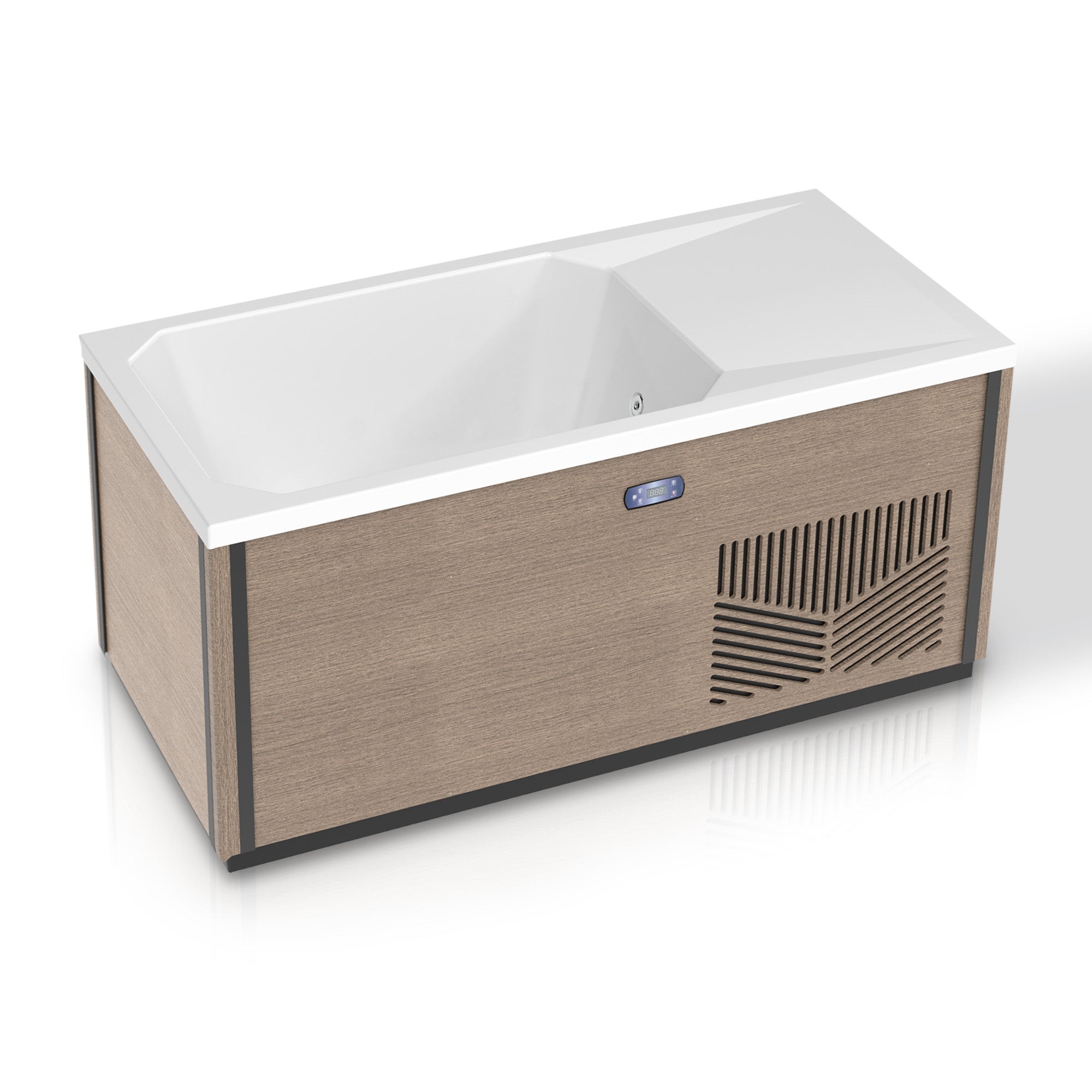 Iroquois 67 in. 1-Person Mono-Jet All-in-One Cold Plunge Ice Bath/Hot Tub with Built-in Chiller/Heater in Chestnut